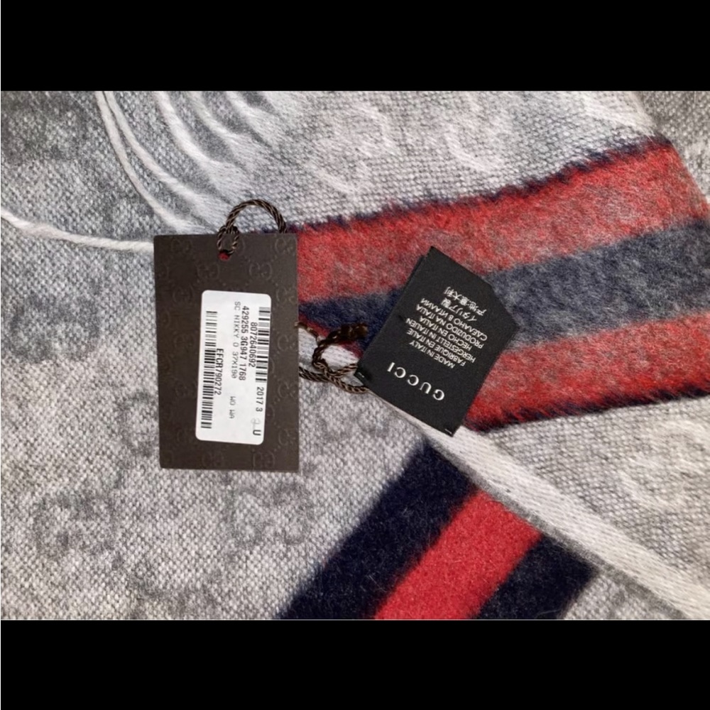 NEW Gucci authentic wool scarf unisex 570603 3G200 37 x 190 cm new with tag - Picture 11 of 12